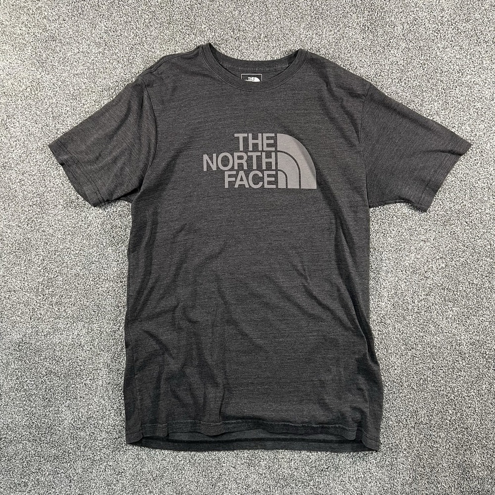 The North Face Mens Large Slim Fit Gray Logo Short Sleeve T Shirt Outdoor
